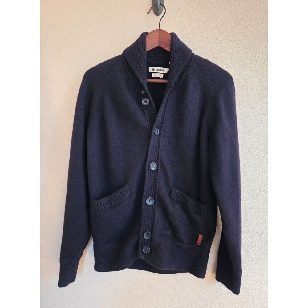 Ben Sherman Merino Wool Shawl Collar Cardigan Mens M Old Money Dark Academia
